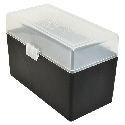 Hinged Top 50 Round Clear With Black Base Ammo Box 30-06 Springfield, 270 Winchester, etc.