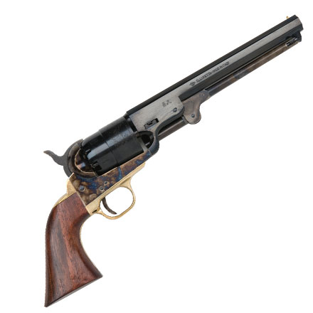 1851 Navy Black Powder Revolver 44 Caliber Steel Hardened Frame Walnut Grip 7.5 Inch Blued Barrel